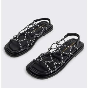 Intentionally Blank LYCHEE Sport Cord Flat Sandals in Black Size 9 NWT $168